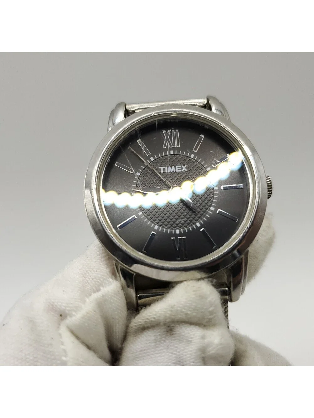 Timex Black Dial Silver Tone Mesh Adjustable Band Womens Watch 30mm New Battery